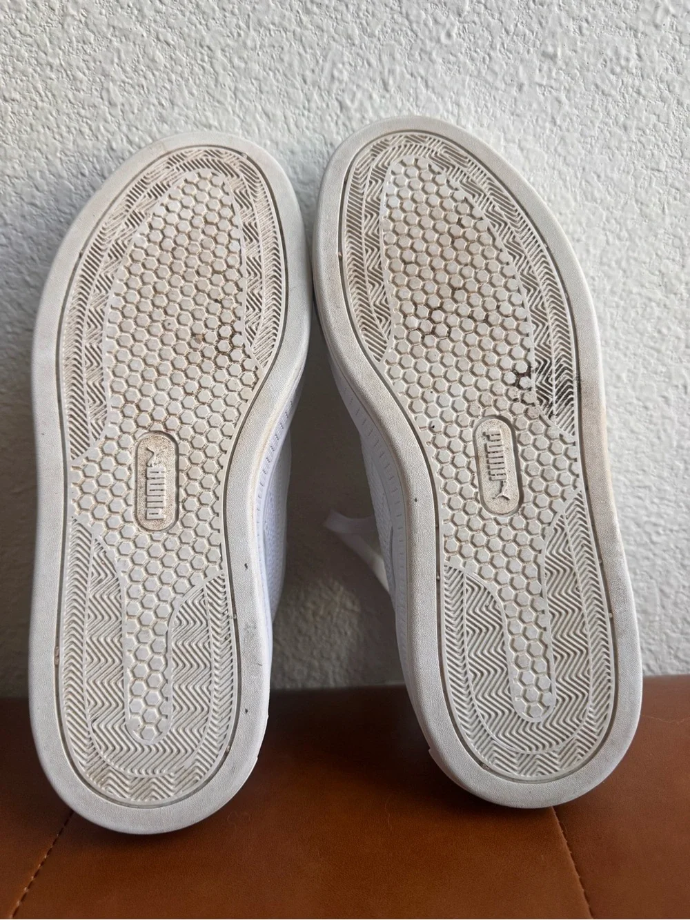 PUMA Smash V3 White Silver SoftFoam Platform Sneakers Size 8